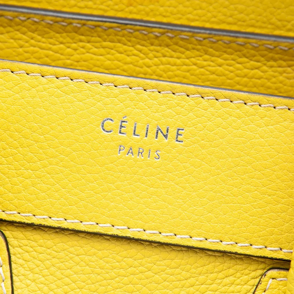 Celine Micro Drummed Calfskin Luggage Tote Yellow Leather Good - Box View