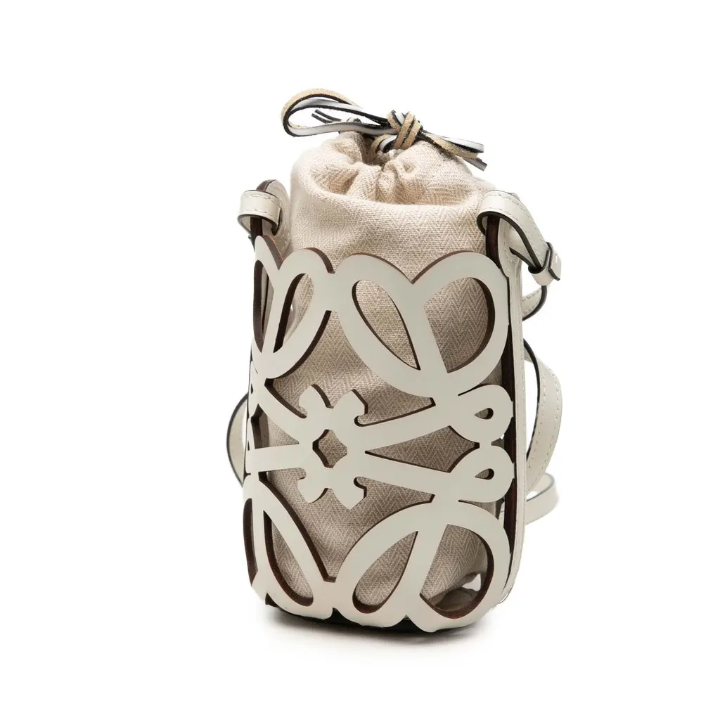 LOEWE Anagram Leather Cut Out Pocket Crossbody White Leather Very good - Back View
