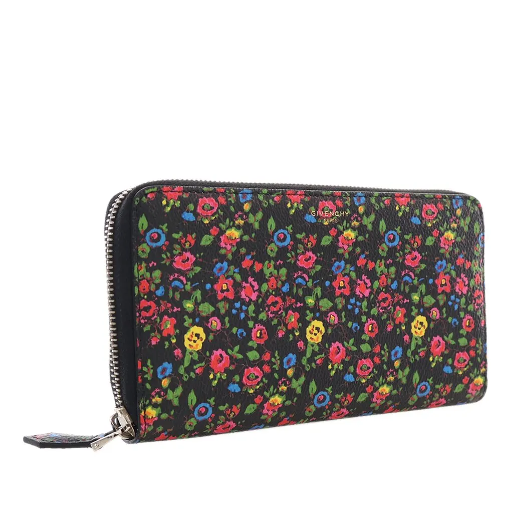 Givenchy Leather Floral Print Zip Around Wallet Black Leather Very good - Inside View