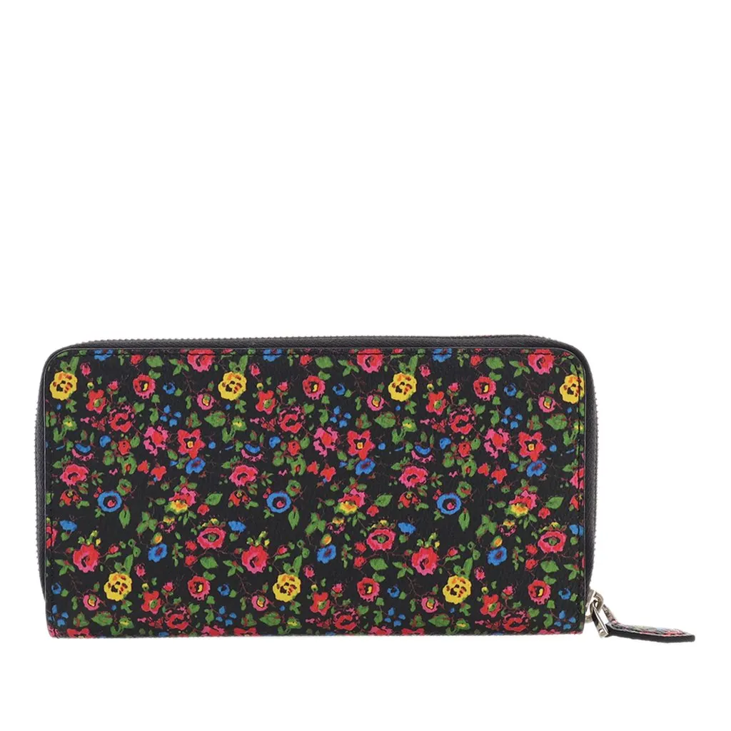 Givenchy Leather Floral Print Zip Around Wallet Black Leather Very good - Model View
