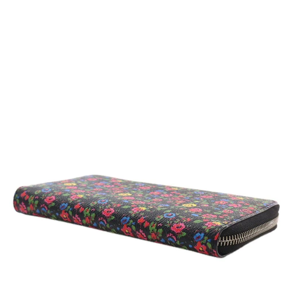 Givenchy Leather Floral Print Zip Around Wallet Black Leather Very good - Box View