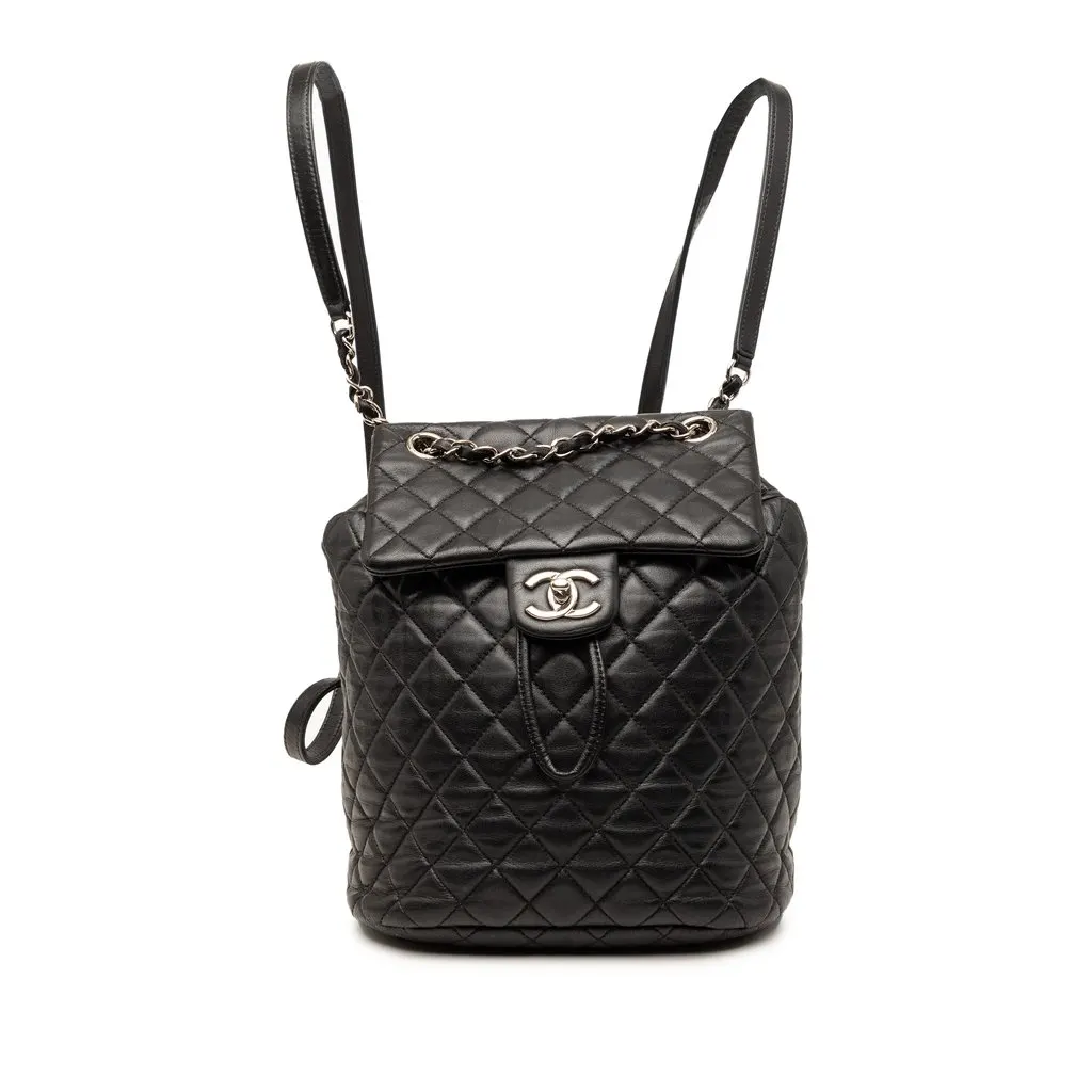 Chanel Small Lambskin Urban Spirit Backpack Black Leather Very good - Front View
