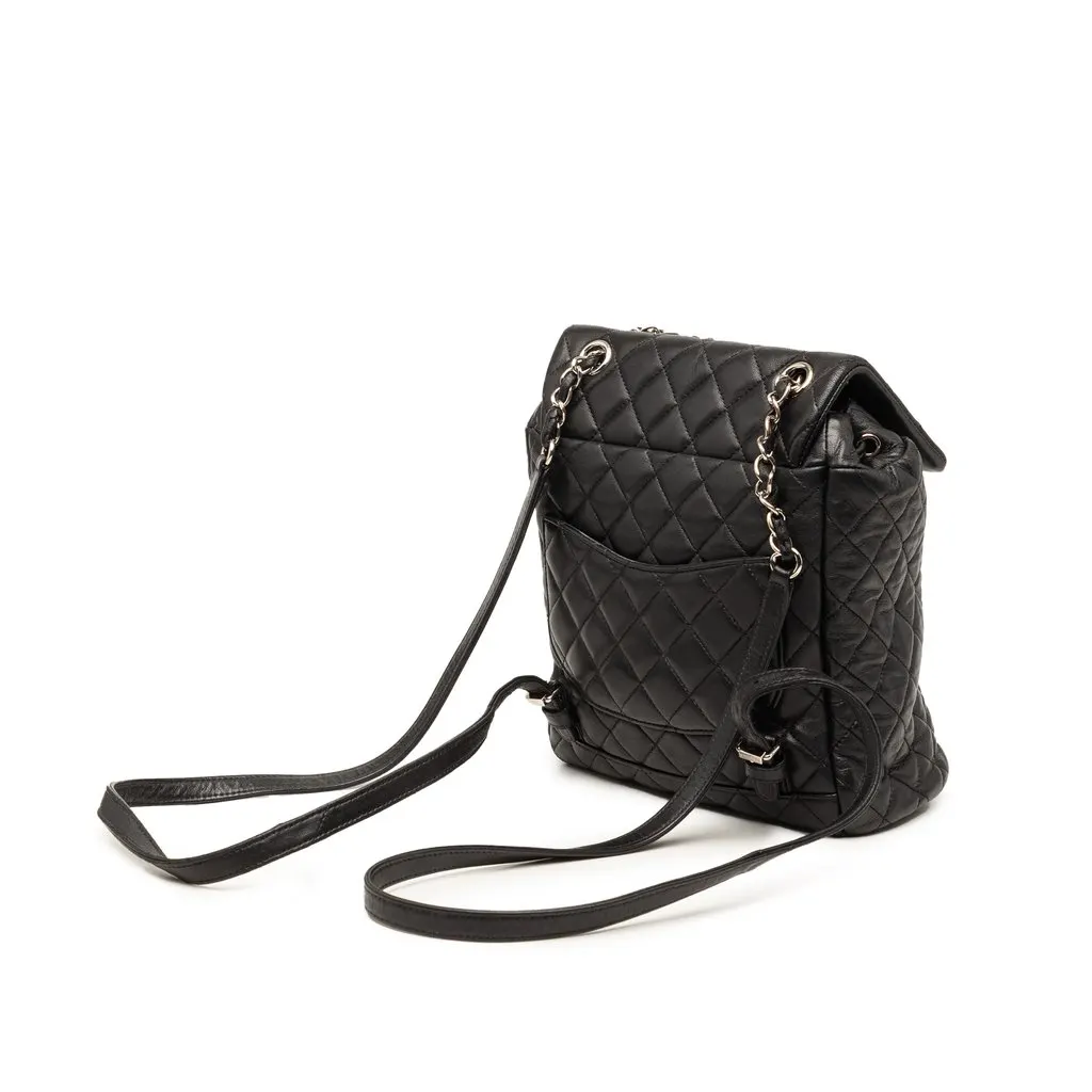 Chanel Small Lambskin Urban Spirit Backpack Black Leather Very good - Back View