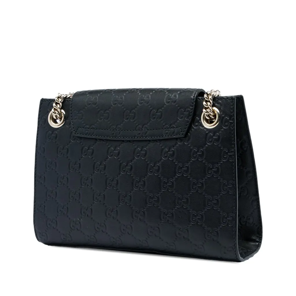 Gucci Small Guccissima Emily Shoulder Bag Black Leather Very good - Back View
