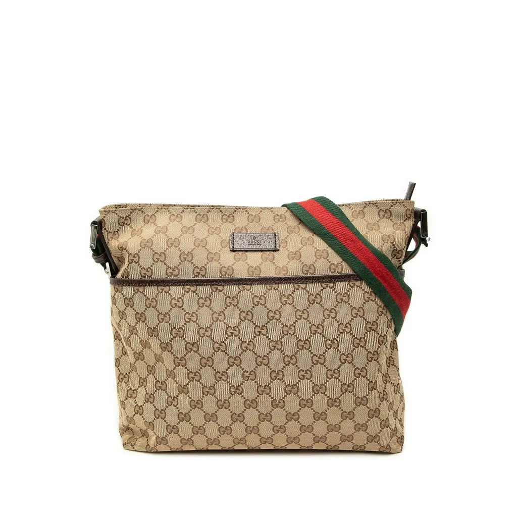 Gucci GG Canvas Web Crossbody Beige Canvas Very good - Front View