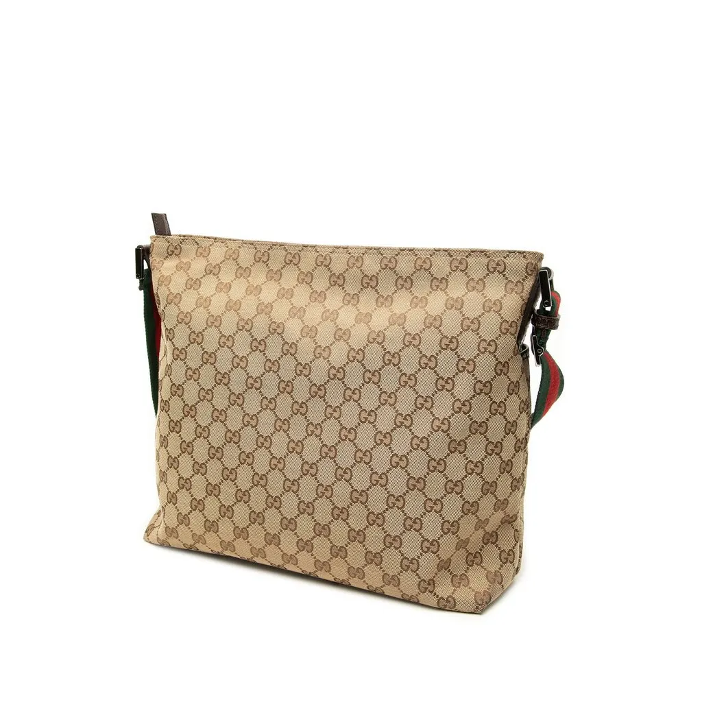 Gucci GG Canvas Web Crossbody Beige Canvas Very good - Back View
