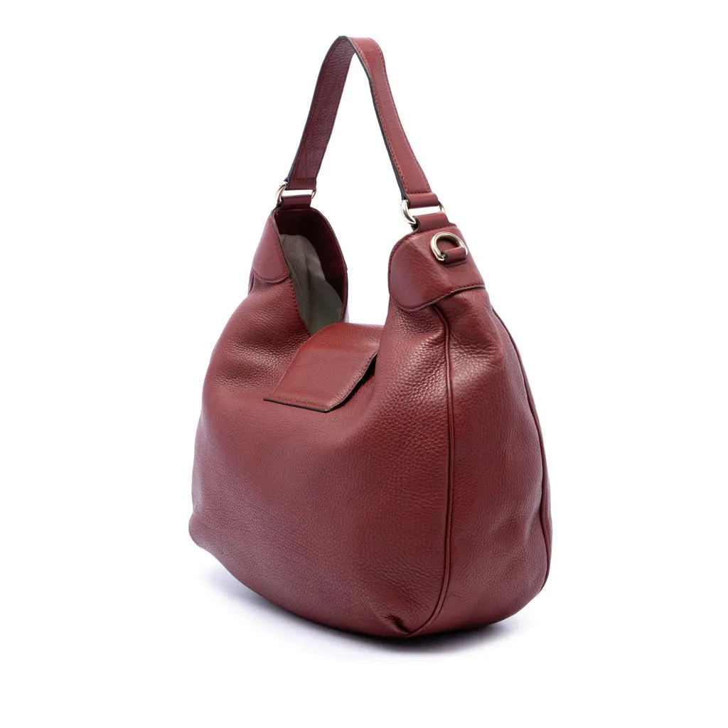 Gucci Grained Calfskin Dressage Hobo Red Leather Very good - Back View