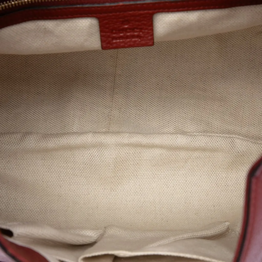 Gucci Grained Calfskin Dressage Hobo Red Leather Very good - Model View