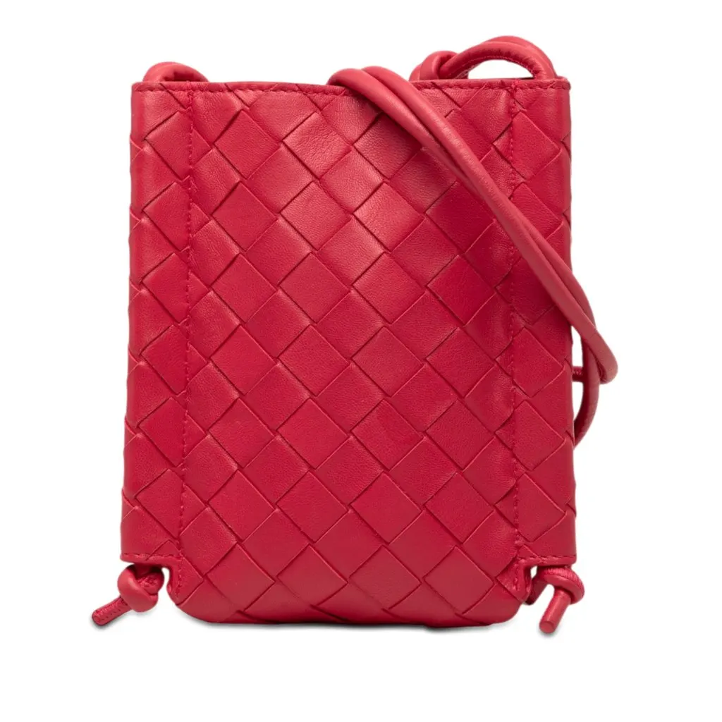 Bottega Veneta Mini Nappa Intrecciato The Knot Crossbody Pink Leather Very good - Front View