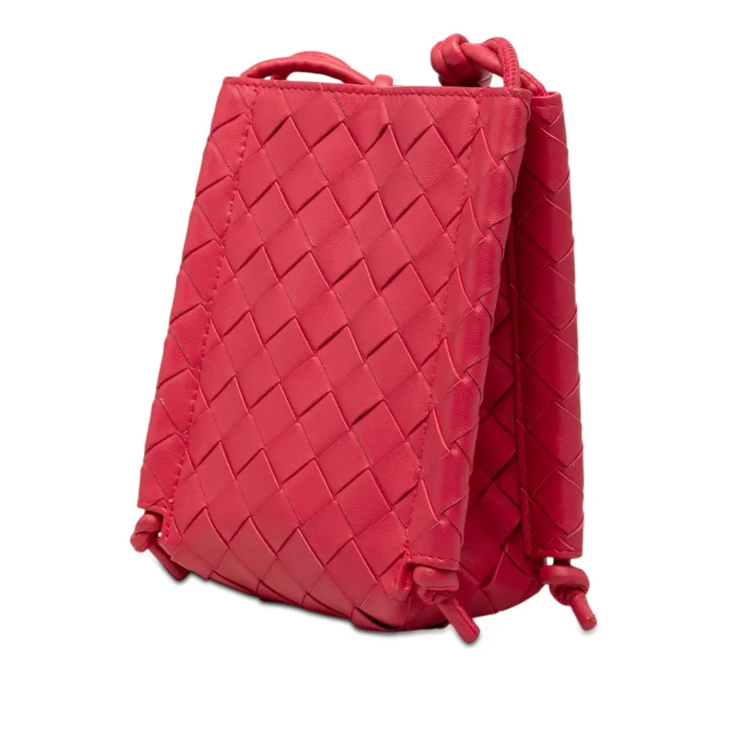 Bottega Veneta Mini Nappa Intrecciato The Knot Crossbody Pink Leather Very good - Back View