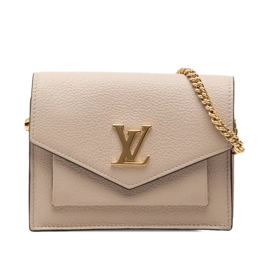 Louis Vuitton Soft Calfskin Mini My Lockme Chain Pochette Beige Leather Good - Front View