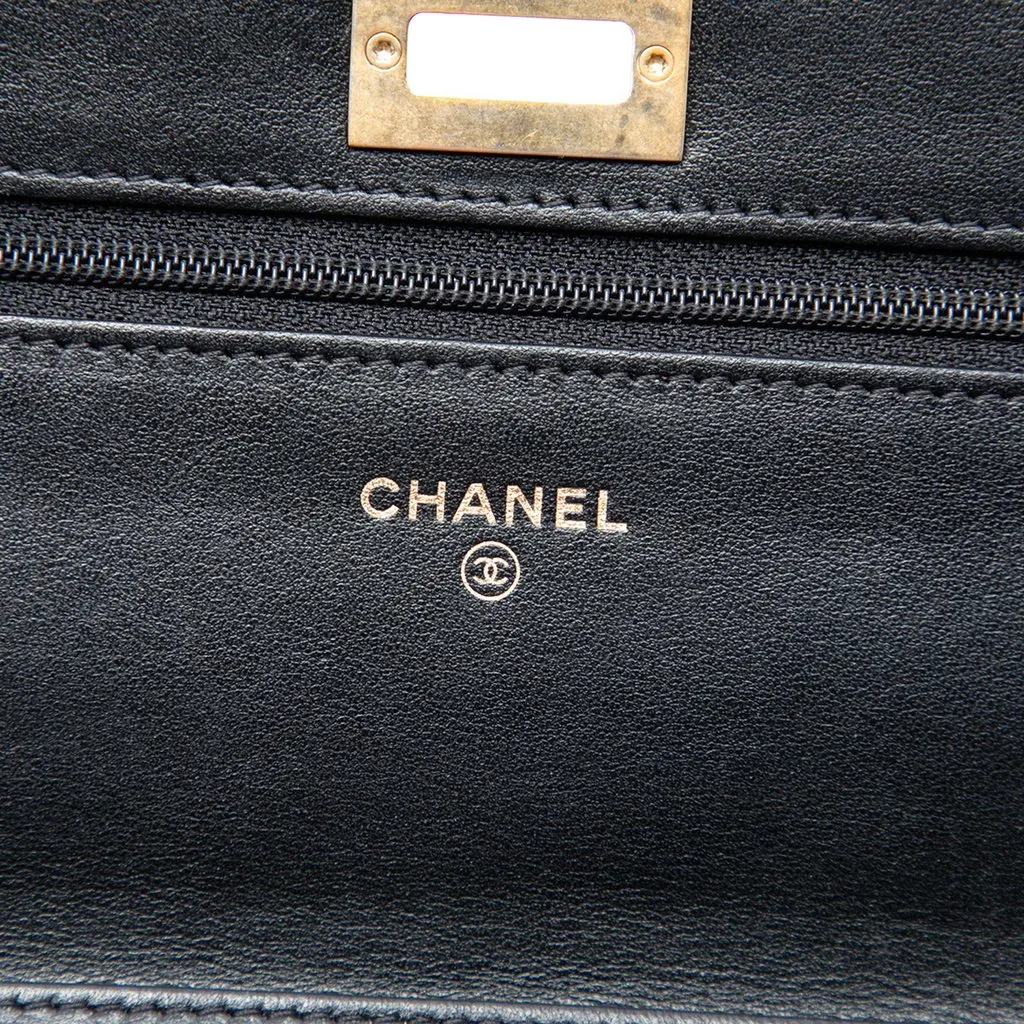Chanel Reissue 2.55 Chevron Aged Calfskin Wallet on Chain Black Leather Very good - Box View