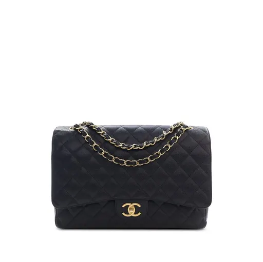 Chanel ماكسي كلاسيك كافيار مزدوجة بغطاء