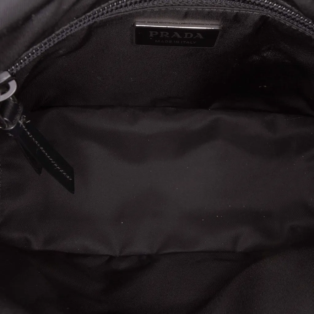Prada Small Re Nylon Padded Traveller Crossbody Black Good - Model View