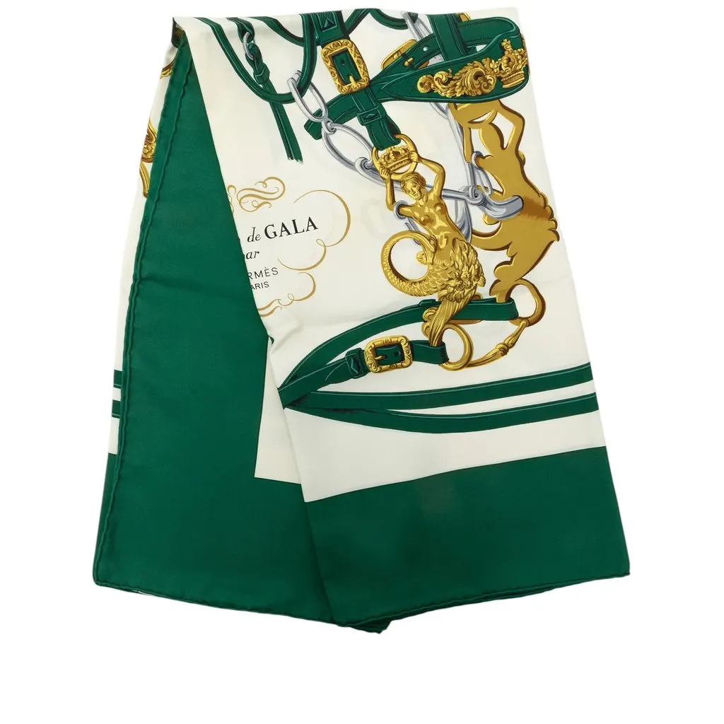 Hermès Brides de Gala Silk Scarf 90 White Silk Very good - Front View