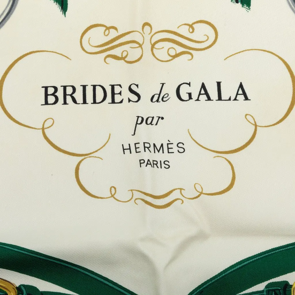 Hermès Brides de Gala Silk Scarf 90 White Silk Very good - Inside View