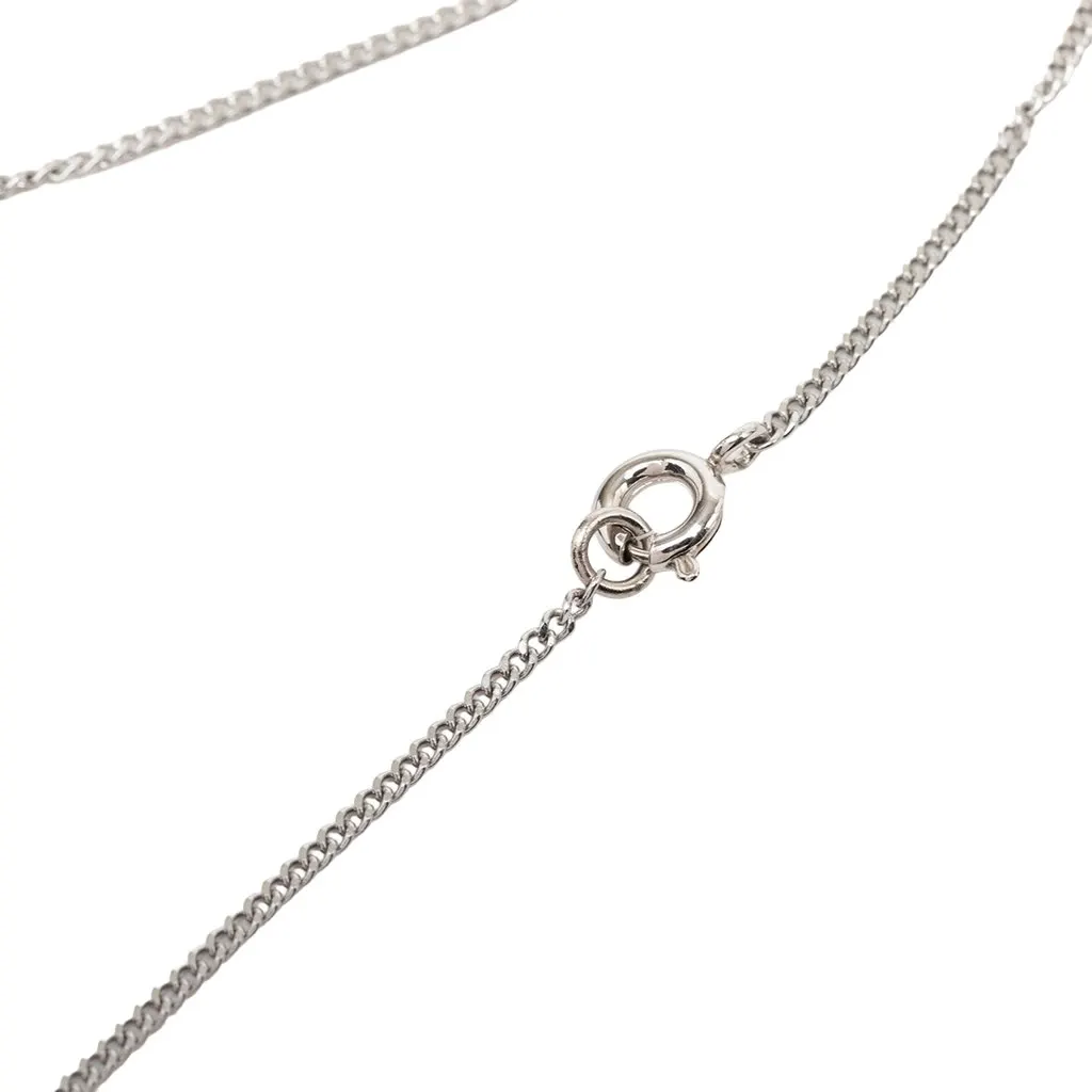 Chanel CC Brass Crystal Pendant Necklace Silver Metal Very good - Model View