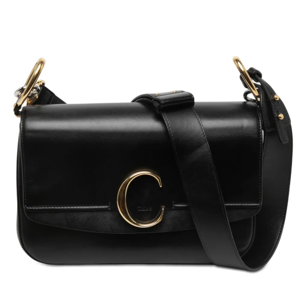 Chloé Small Leather C Double Carry Satchel Black Leather Very good - Front View
