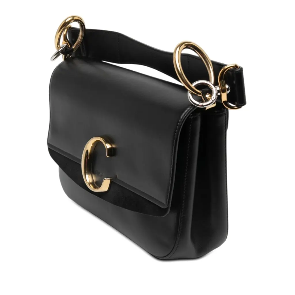 Chloé Small Leather C Double Carry Satchel Black Leather Very good - Back View