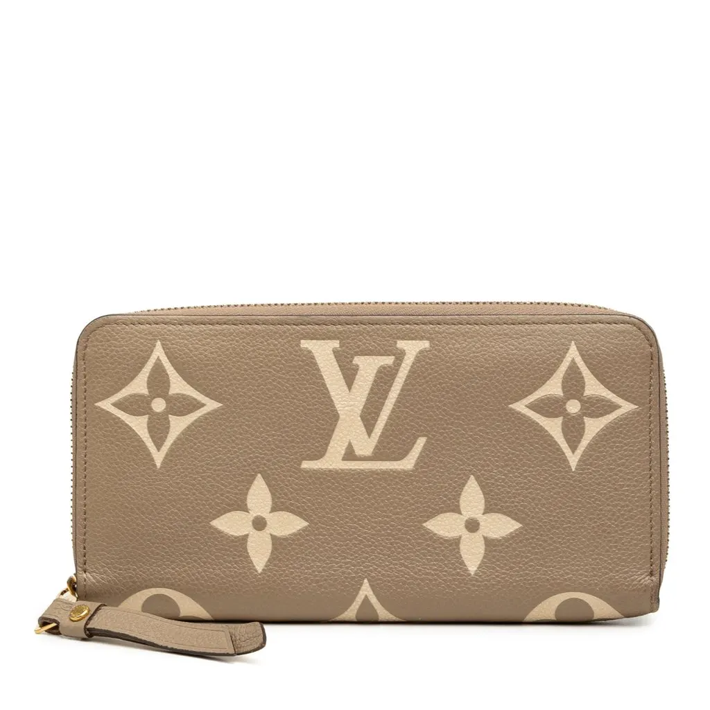 Louis Vuitton Bicolor Monogram Empreinte Giant Zippy Wallet Brown Leather Good - Front View