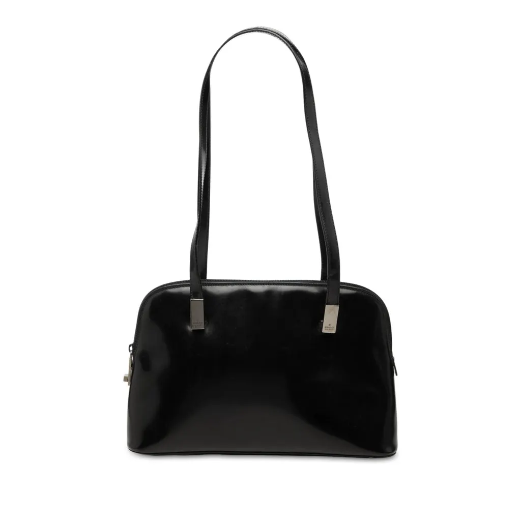 Gucci Patent Shoulder Bag Black Leather Good - Front View