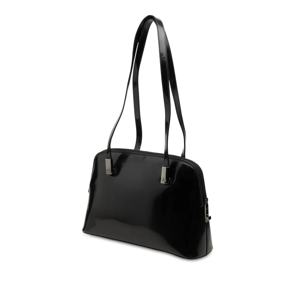Gucci Patent Shoulder Bag Black Leather Good - Back View