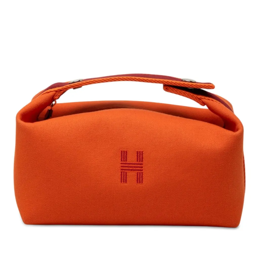 Hermès Small Toile Bride A Brac Case Orange Canvas Very good - Front View