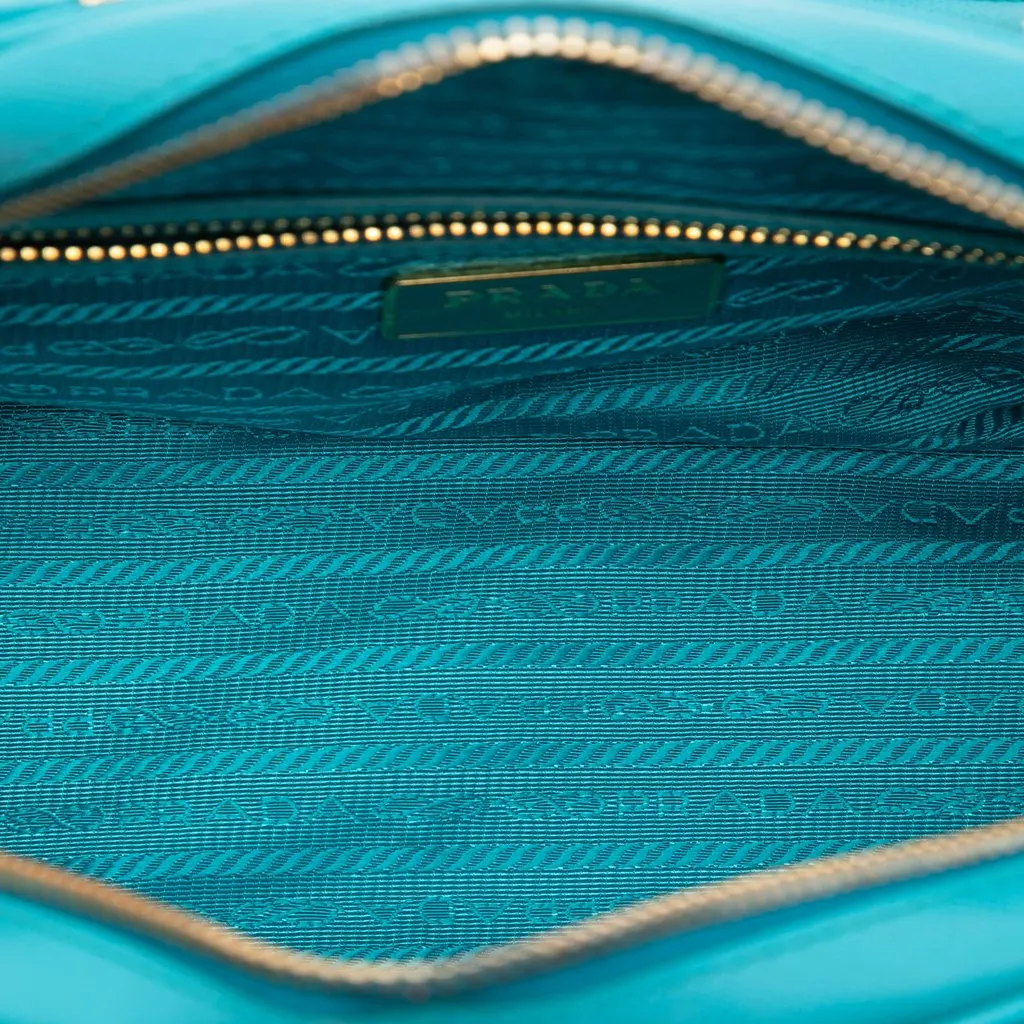 Prada Saffiano Lux Bowling Bag Blue Leather Very good - Model View