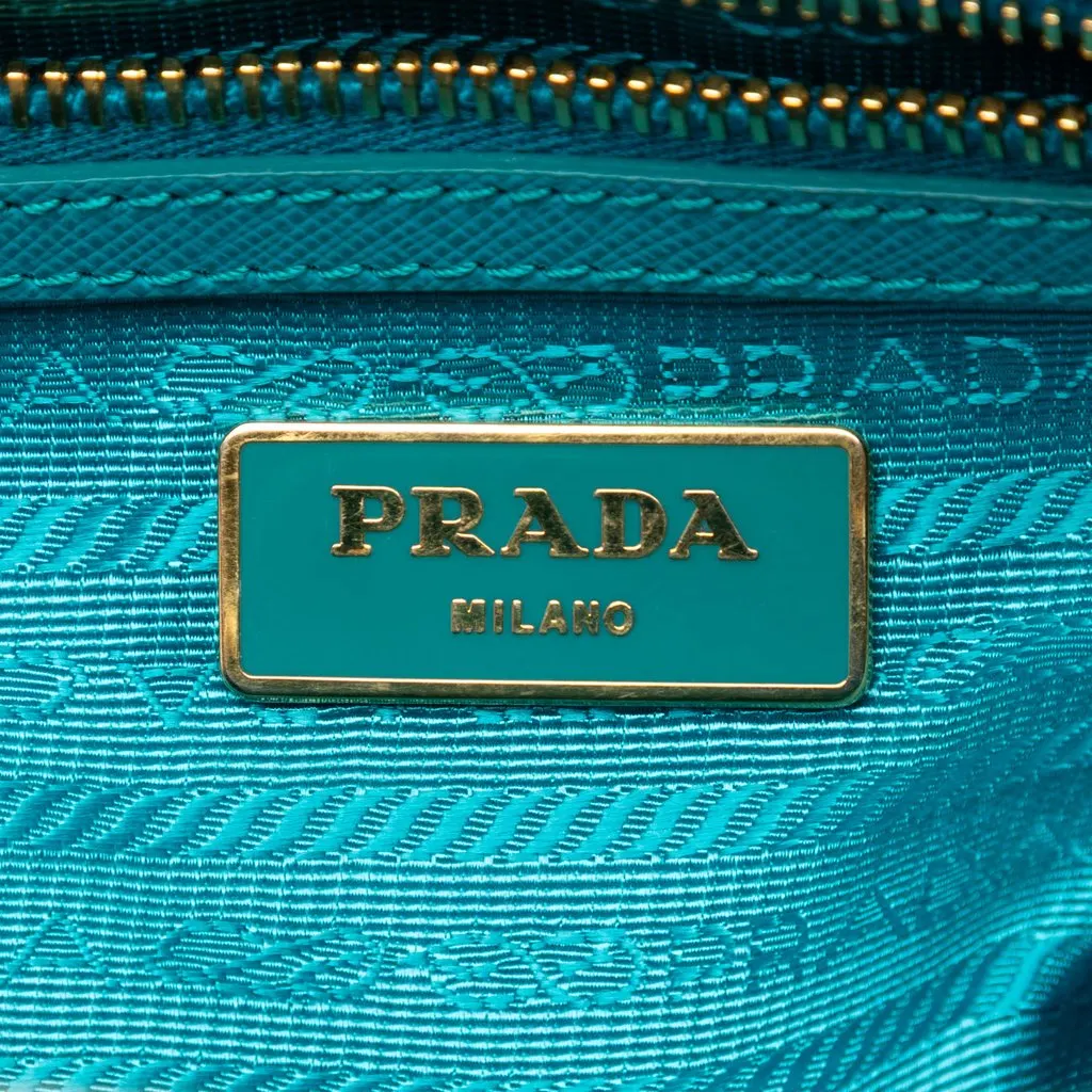 Prada Saffiano Lux Bowling Bag Blue Leather Very good - Box View