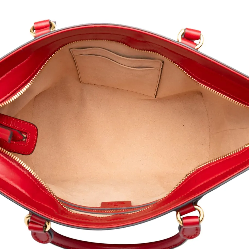 Gucci Small Guccissima Convertible Tote Red Leather Good - Model View