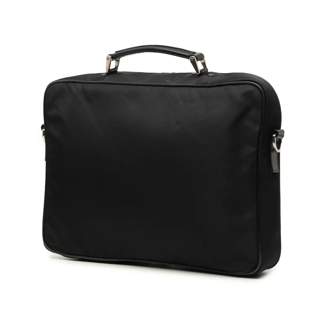 Prada Saffiano Trimmed Tessuto Business Bag Black Very good - Back View