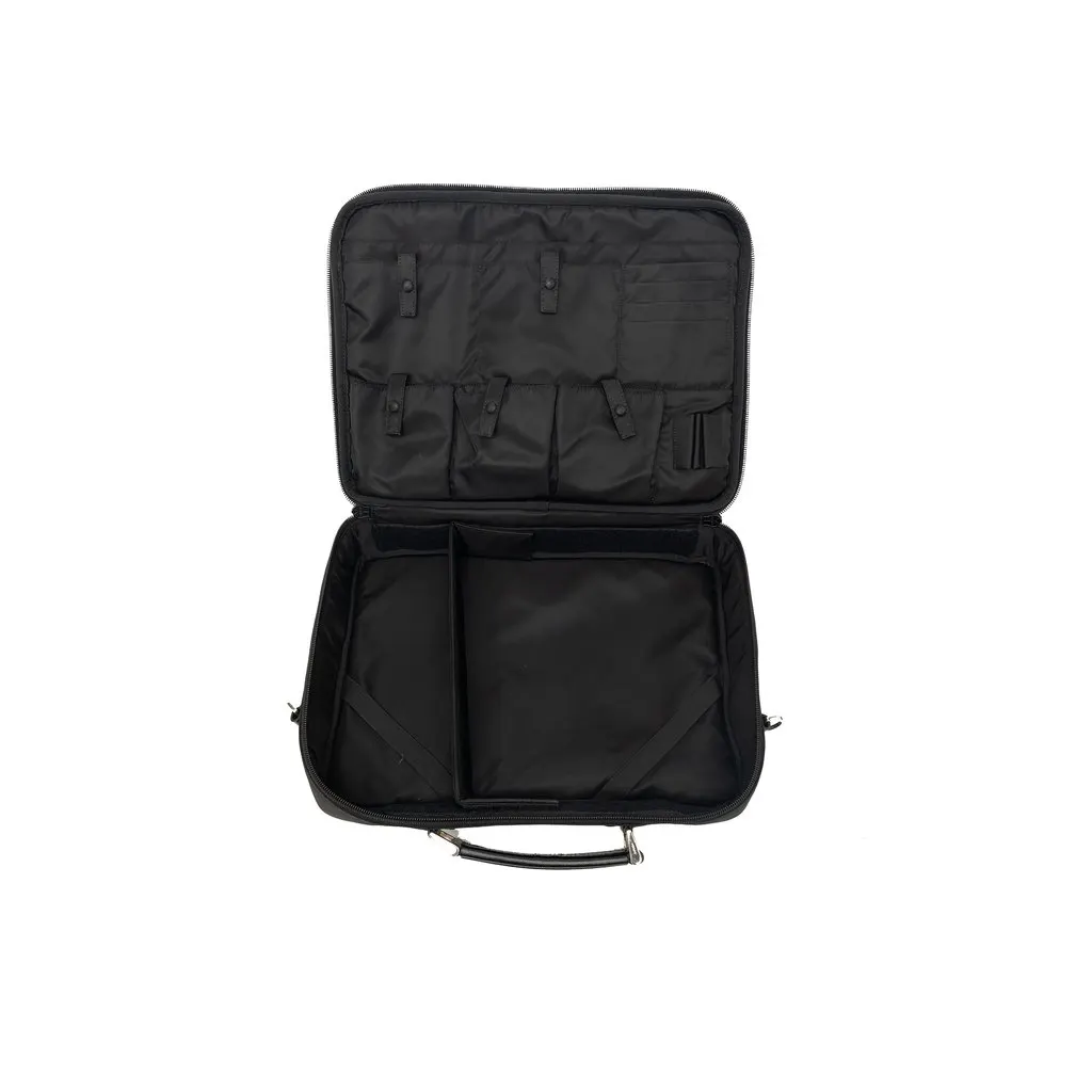 Prada Saffiano Trimmed Tessuto Business Bag Black Very good - Model View