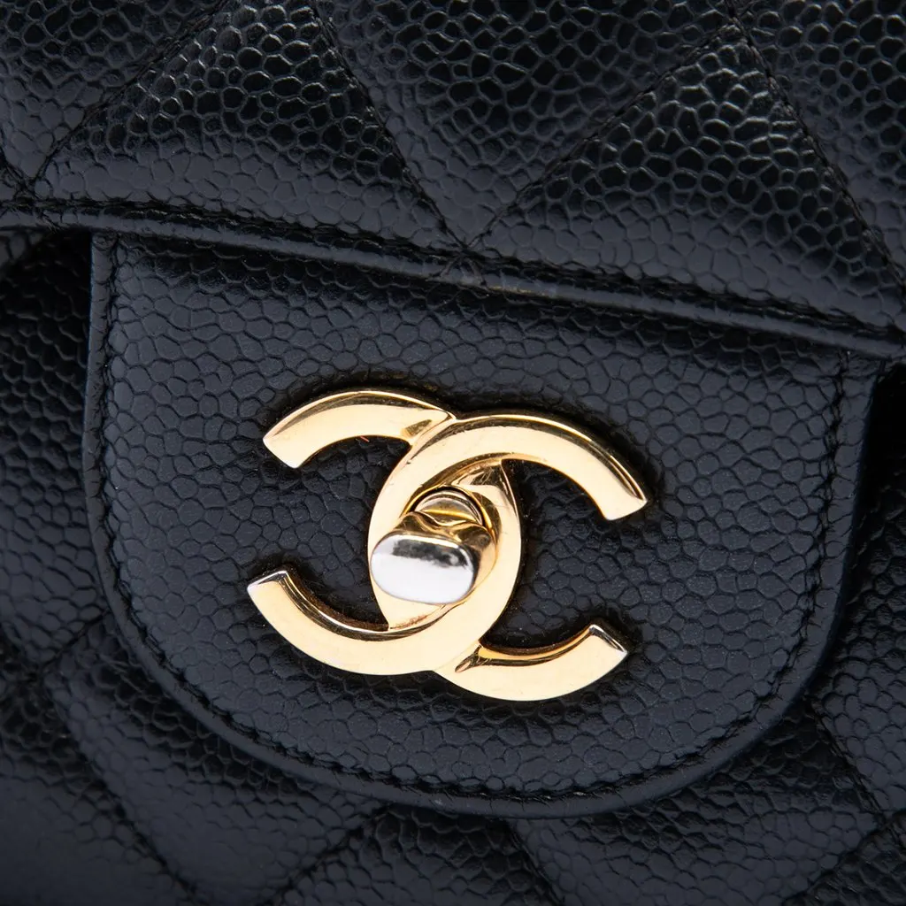 Chanel Jumbo Classic Caviar Double Flap Black Leather Very good - Box View