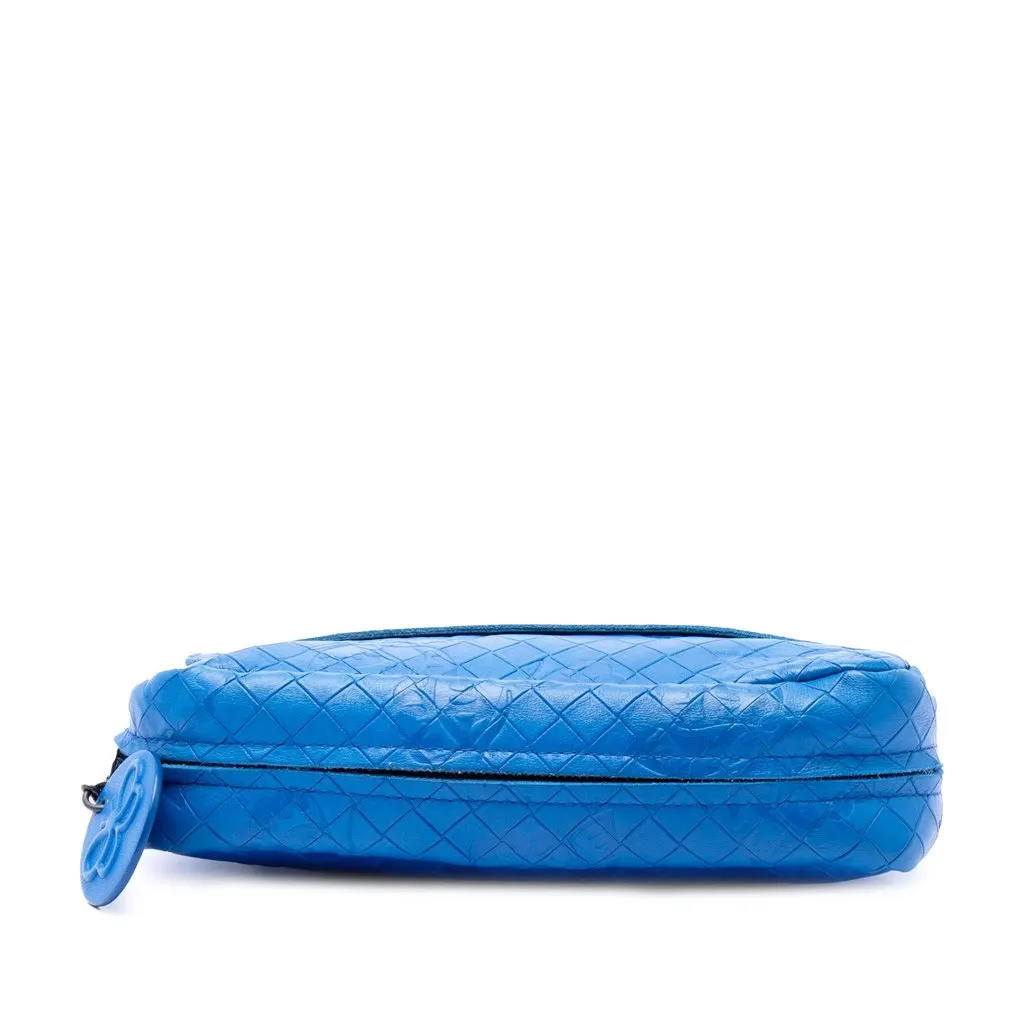 Bottega Veneta Small Calfskin Intrecciomirage Embossed Butterfly Chain Crossbody Blue Leather Very good - Inside View