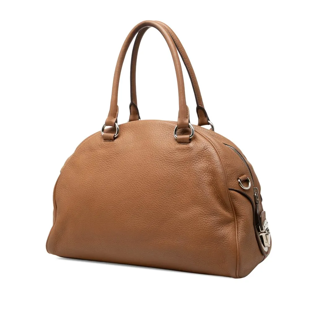Prada Vitello Daino Dome Convertible Bowling Bag Brown Leather Very good - Back View