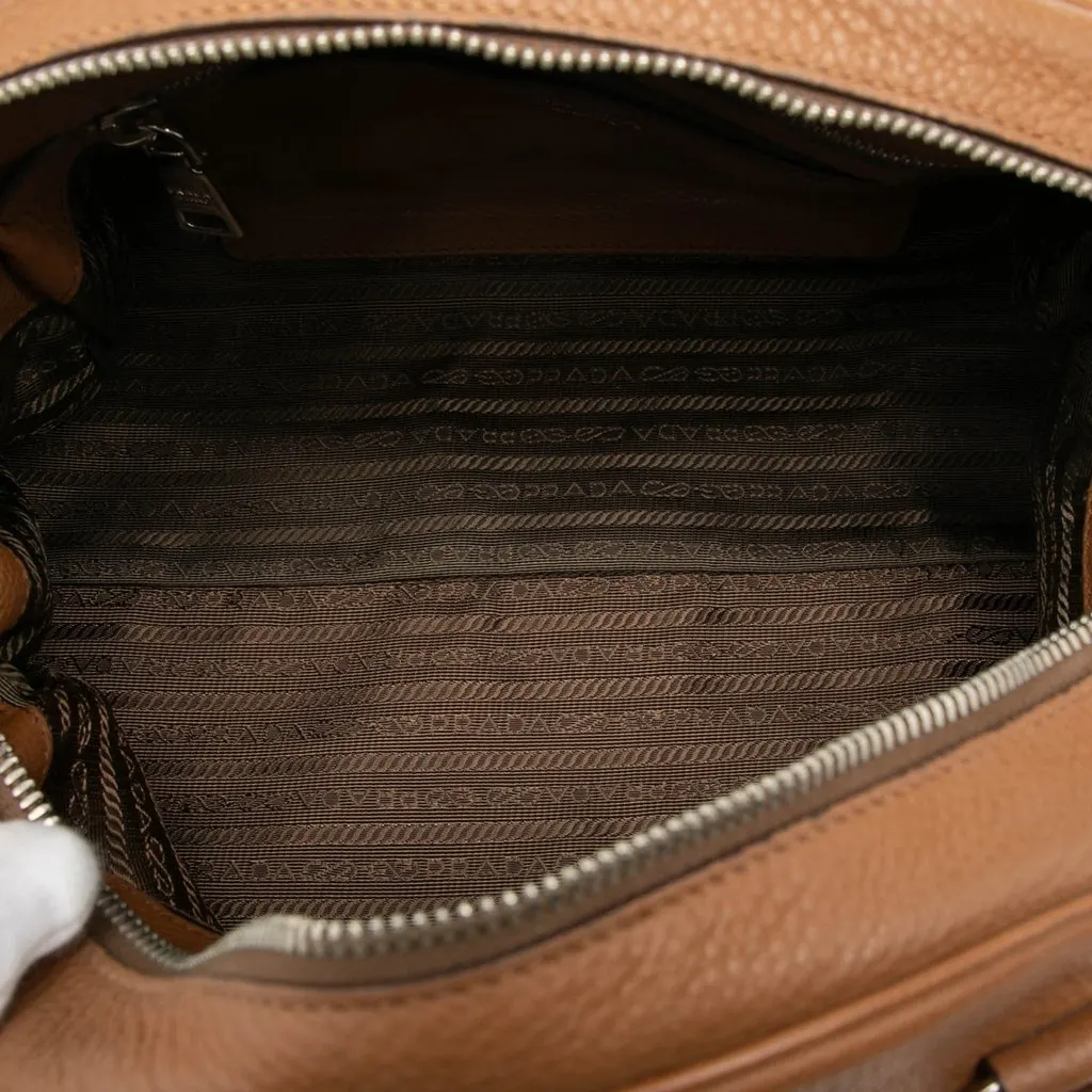 Prada Vitello Daino Dome Convertible Bowling Bag Brown Leather Very good - Model View