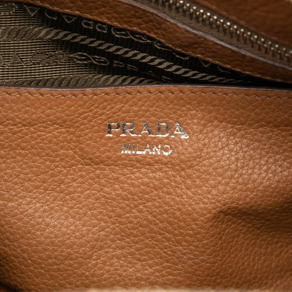 Prada Vitello Daino Dome Convertible Bowling Bag Brown Leather Very good - Box View
