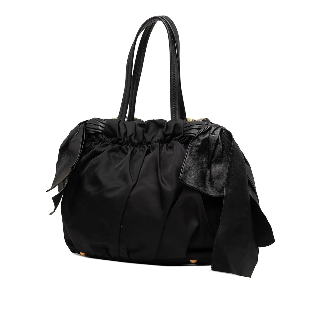 Prada Tessuto Python Print Bow Satchel Black Very good - Back View