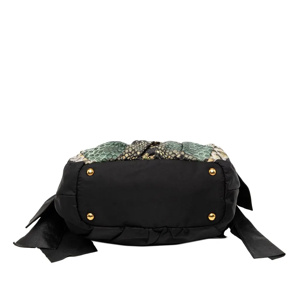 Prada Tessuto Python Print Bow Satchel Black Very good - Inside View