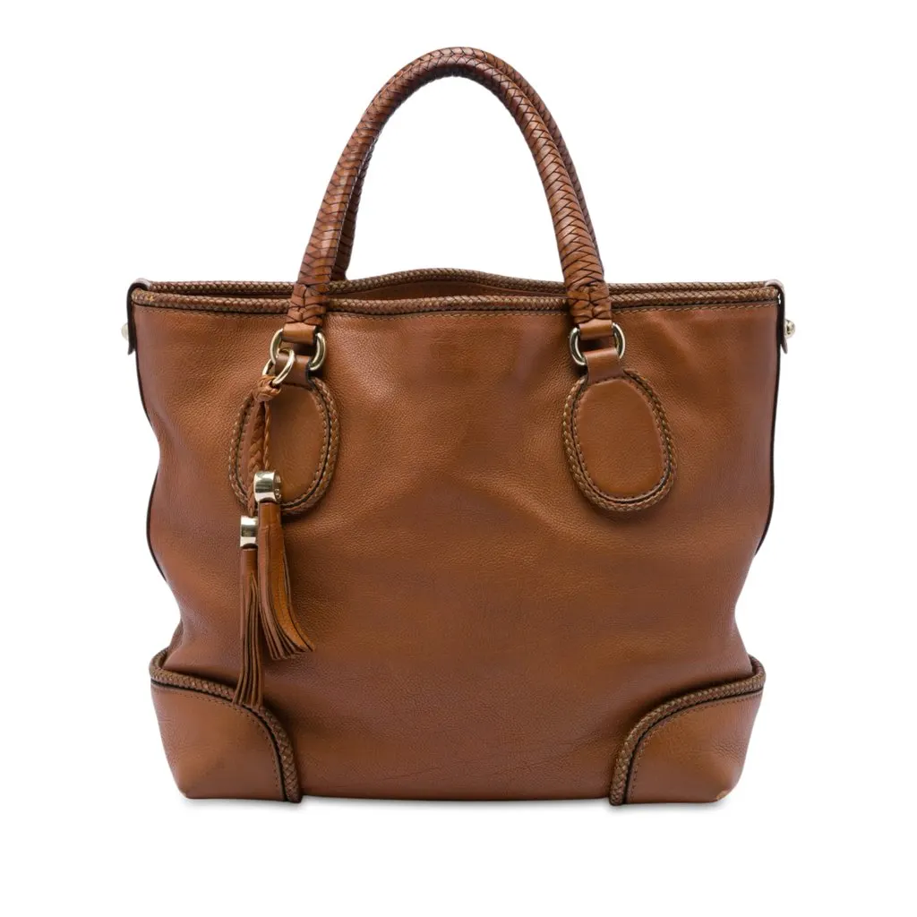 Gucci Calfskin Marrakech Tote Brown Leather Good - Front View
