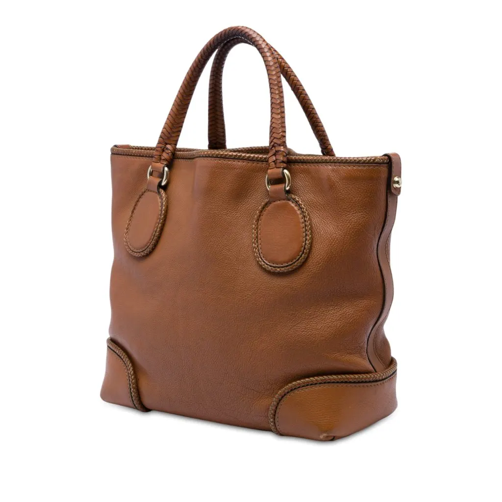 Gucci Calfskin Marrakech Tote Brown Leather Good - Back View