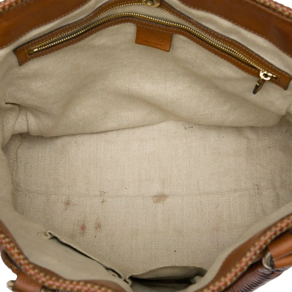 Gucci Calfskin Marrakech Tote Brown Leather Good - Model View
