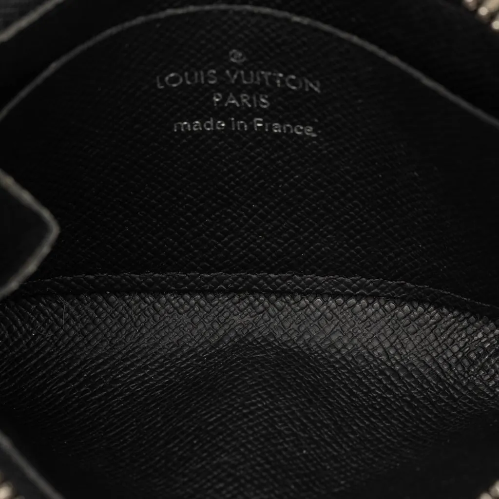 Louis Vuitton Taiga Coin Pouch Black Leather Good - Model View