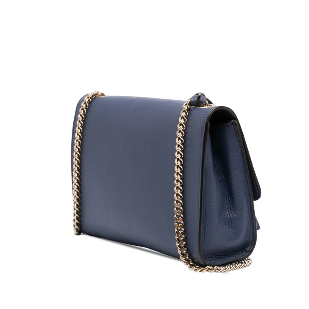 Gucci Medium Leather Miss Bamboo Crossbody Blue Leather Very good - Back View