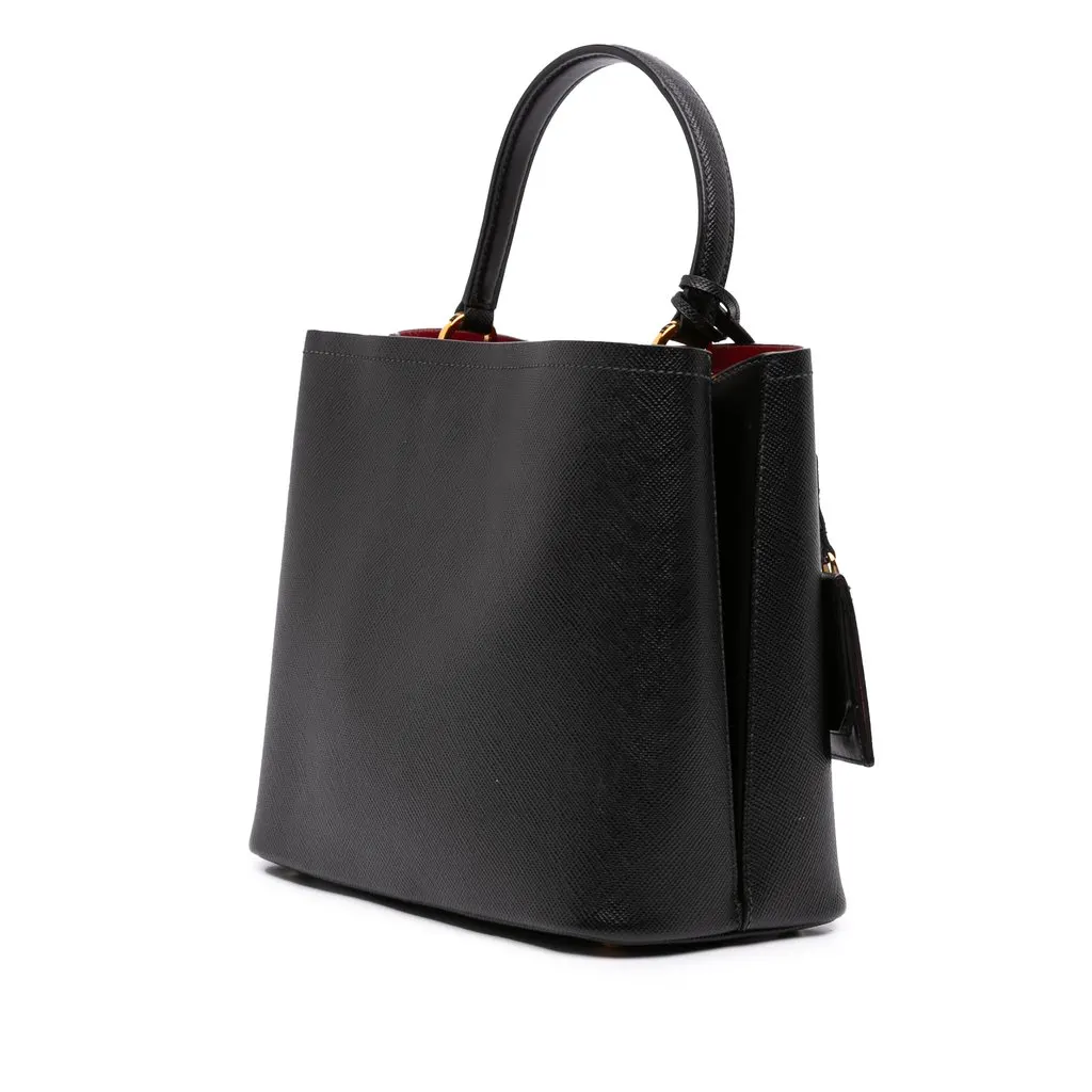 Prada Large Saffiano Cuir Panier Satchel Black Leather Good - Back View