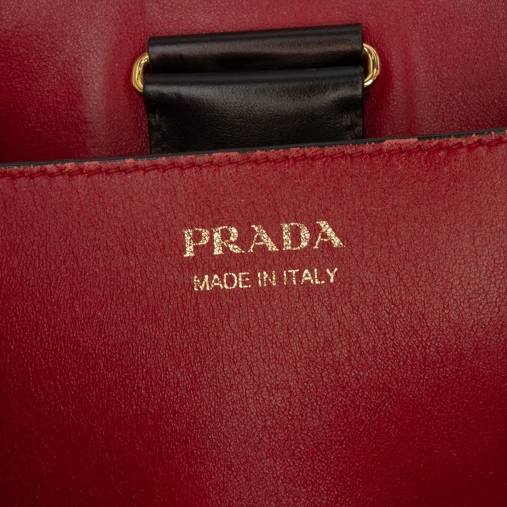 Prada Large Saffiano Cuir Panier Satchel Black Leather Good - Box View