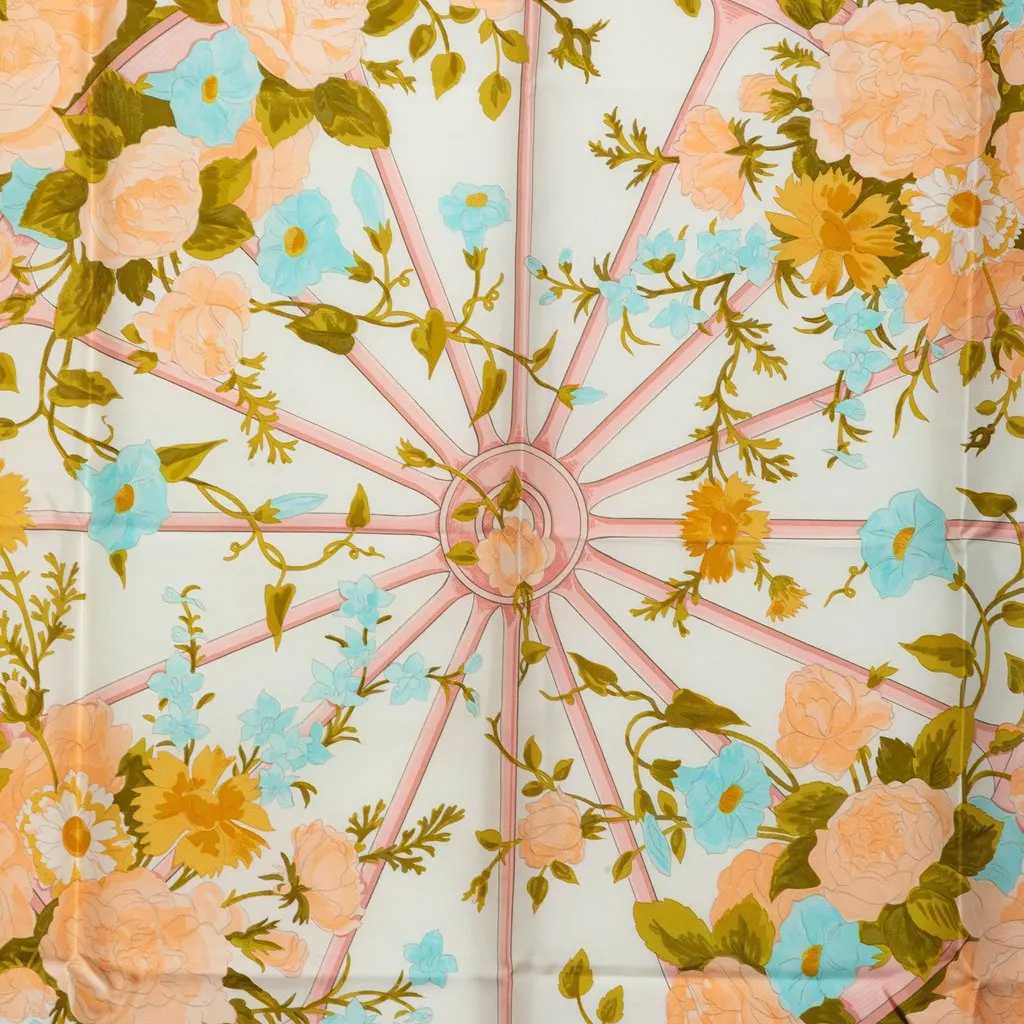 Hermès Romantique for Takashimaya Silk Scarf 90 Pink Very good - Back View