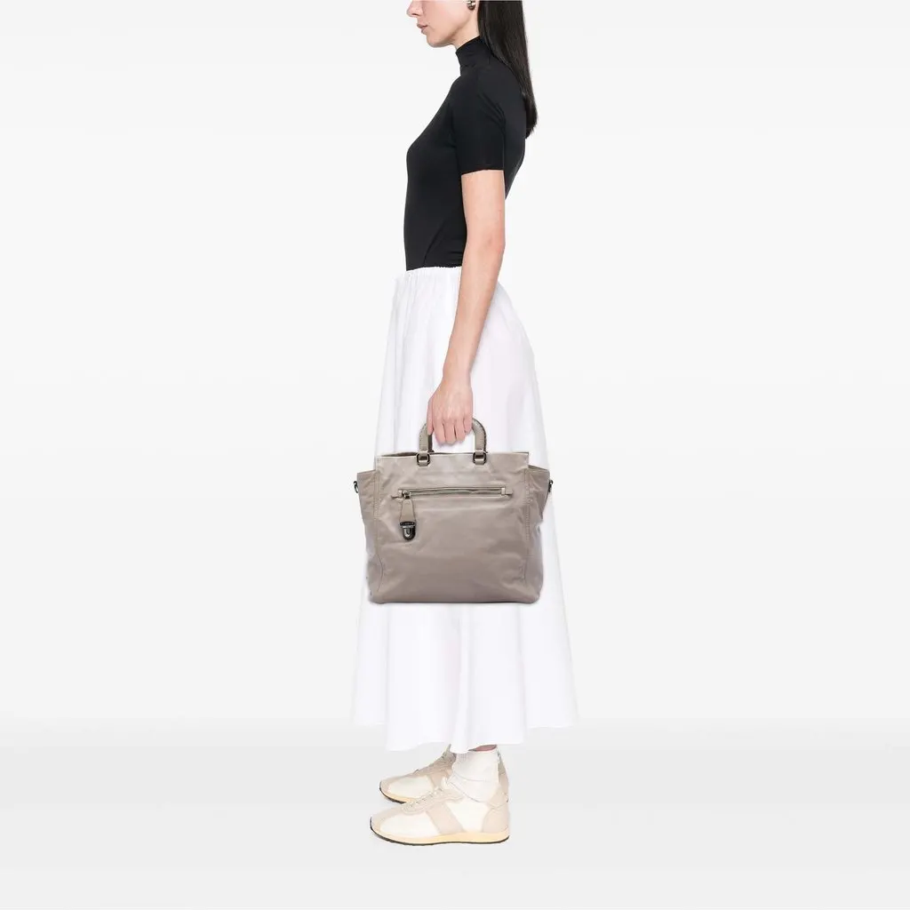 Prada Calfskin Front Pocket Satchel Beige Leather Good - Box View