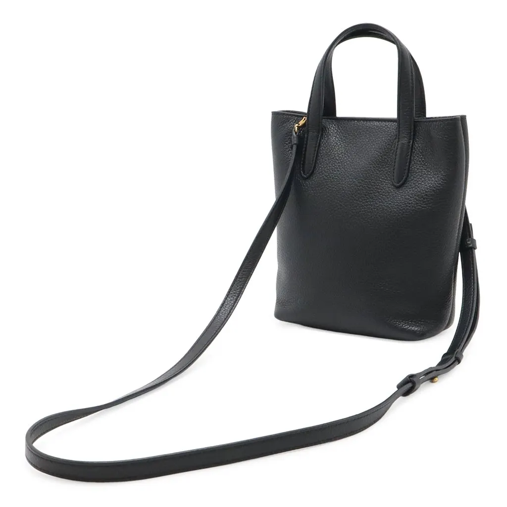 Ferragamo Mini Tumbled Calfskin Gancini Tote Black Leather Very good - Back View