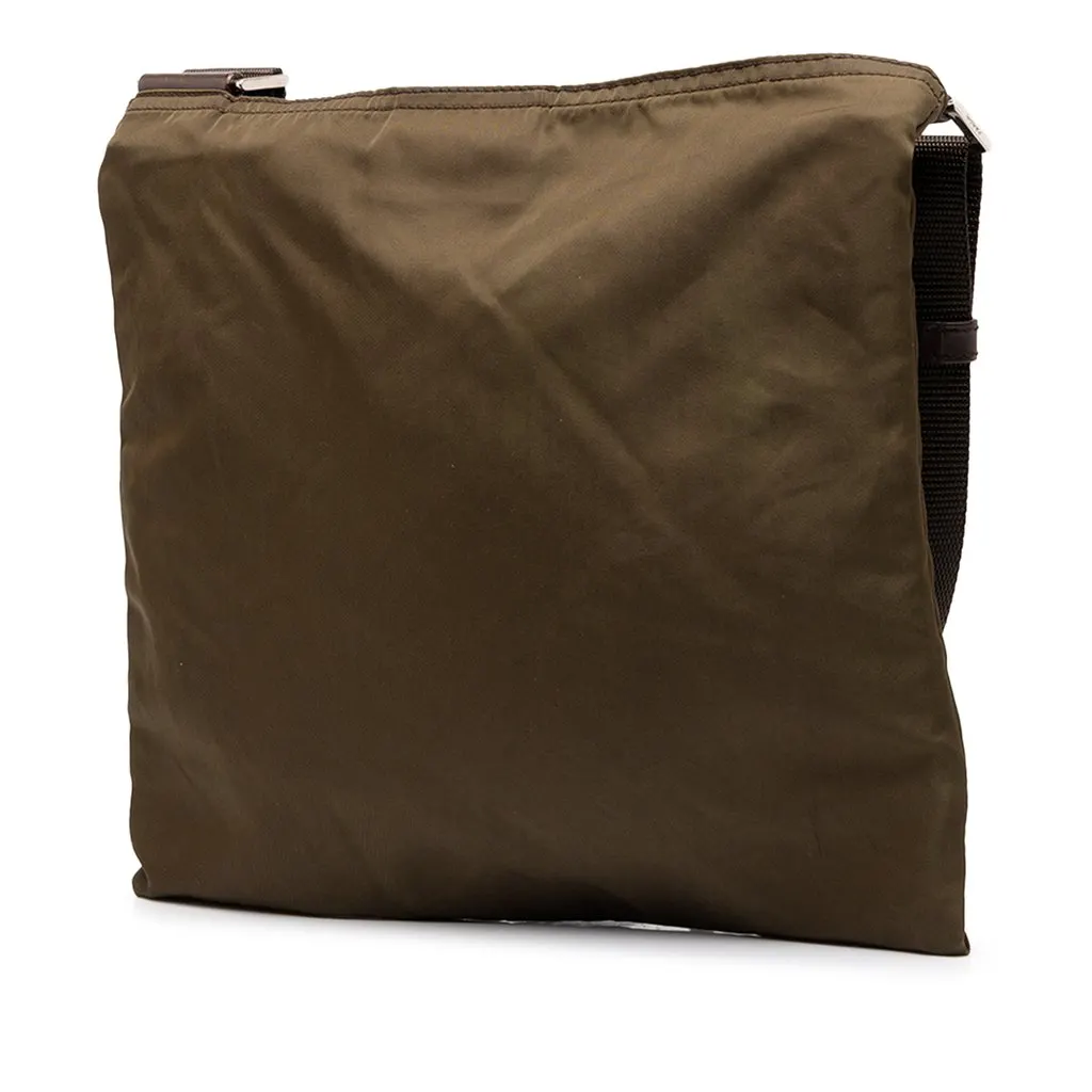 Prada Tessuto Zip Top Crossbody Brown Polyamide Very good - Back View